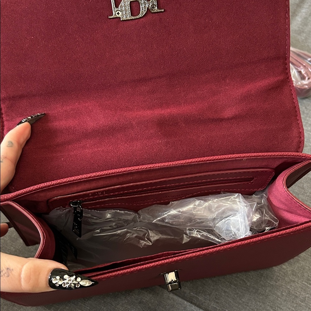 Badgley Mischka Burgundy Handbag with Stud Accents π - Picture 7 of 7
